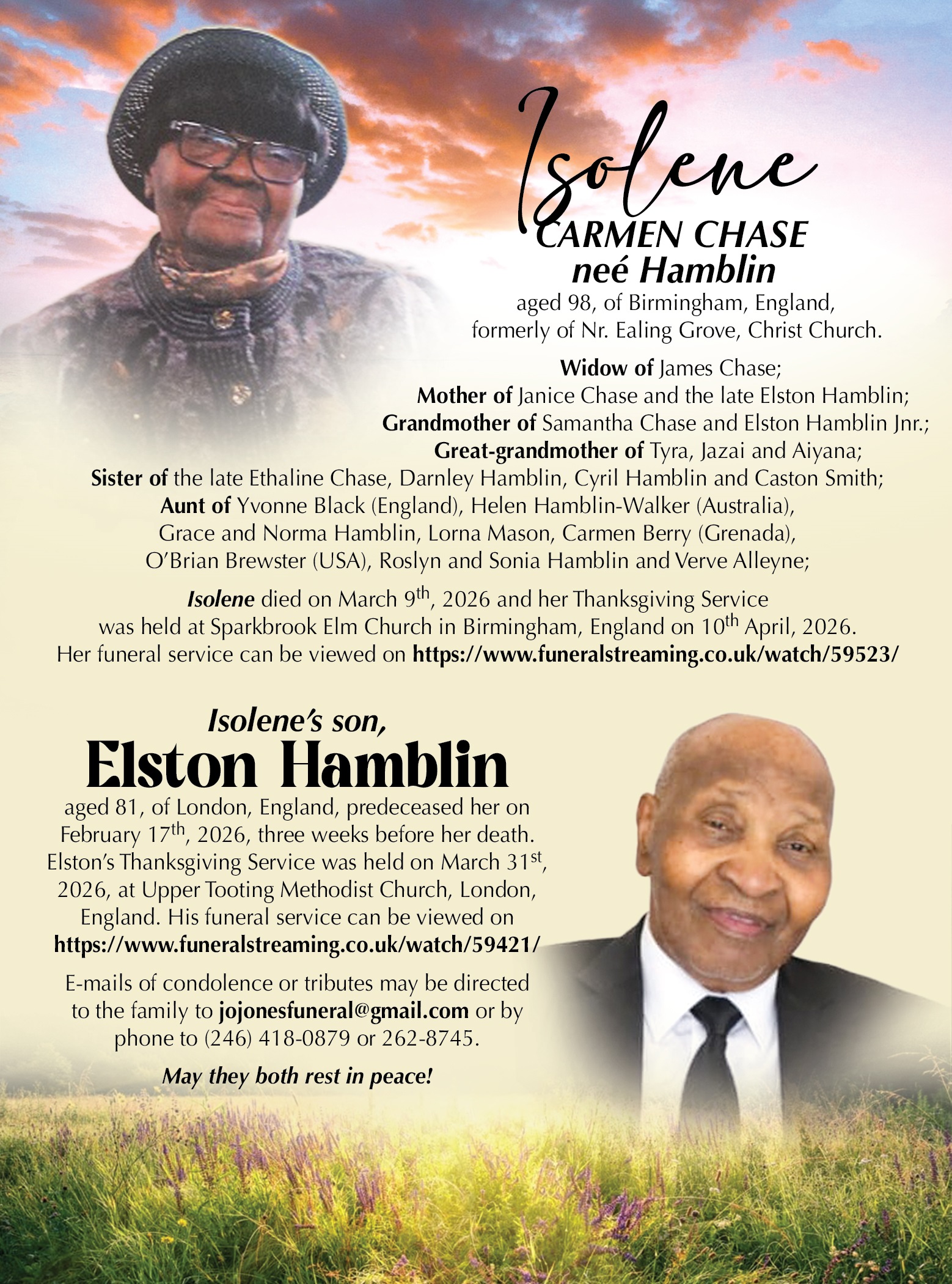 Isalene Chase & Elston Hamblin